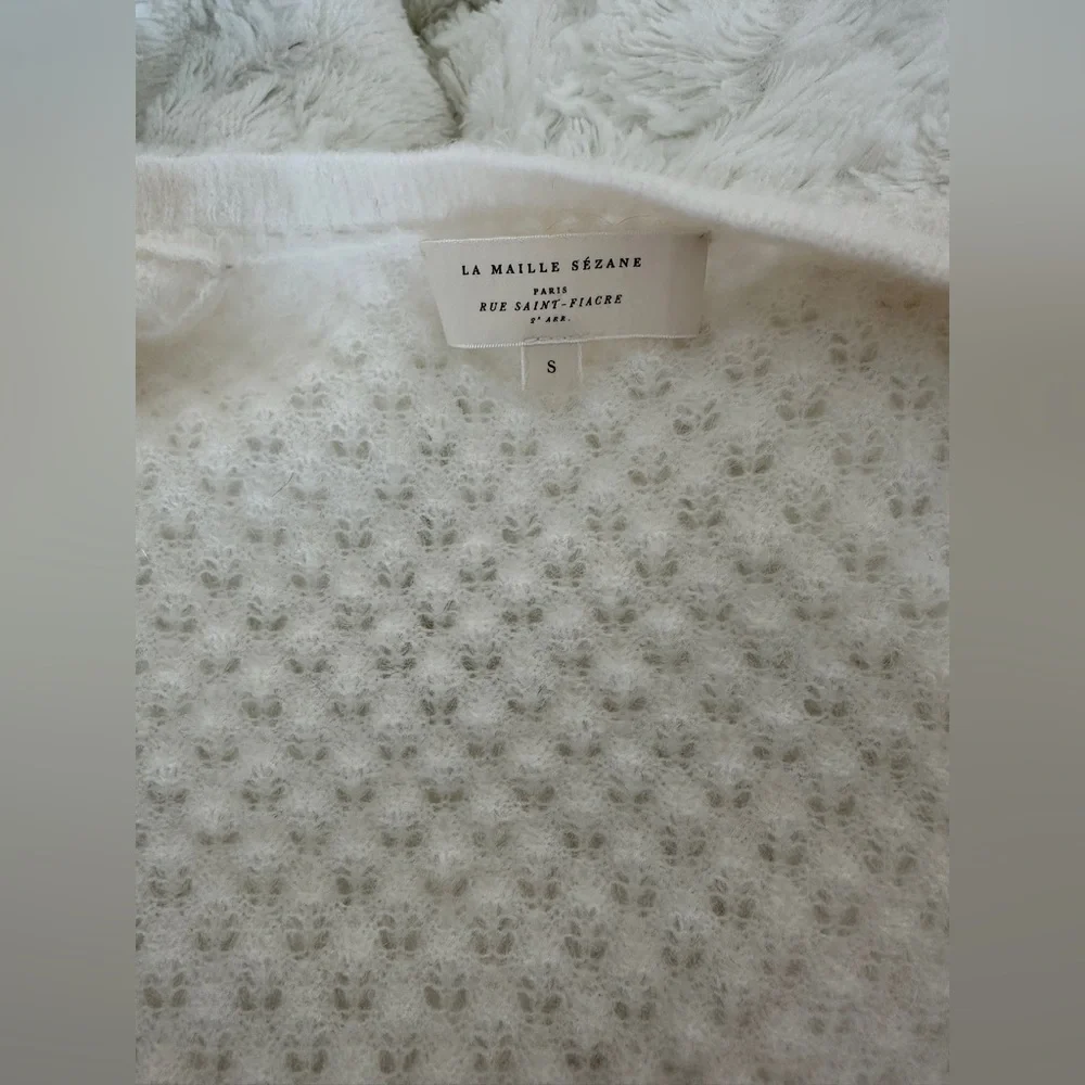 Sézane Cream Textured Mohair-Blend Cardigan - Picture 6 of 7